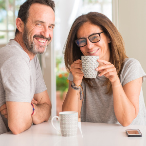 Middle Aged Couple Having Coffee