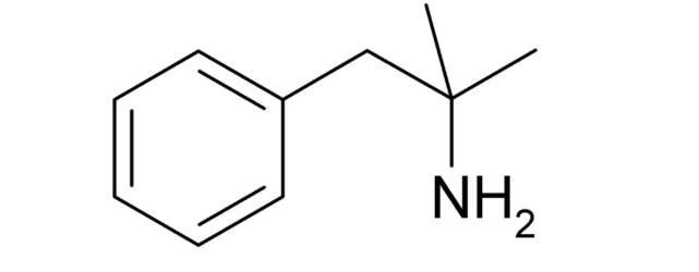 The chemical structure of  Phentermine